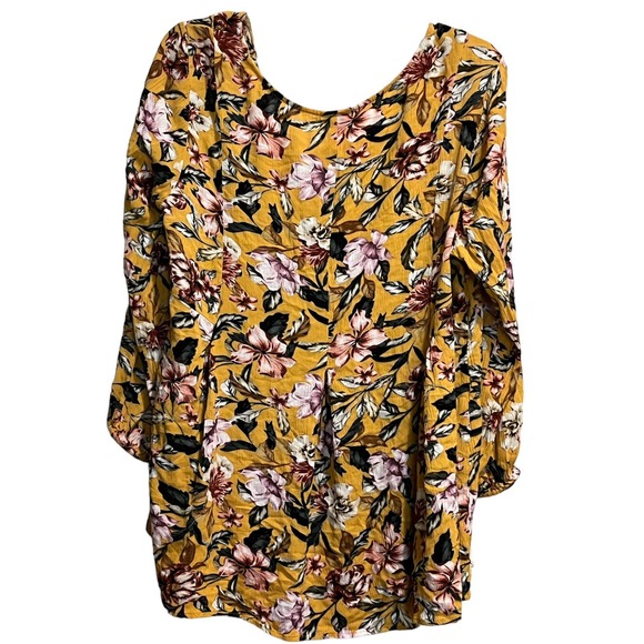 Torrid Women's Size 1 3/4 Sleeve Floral Scoop Neck Boho Multicolored Lightweight - Picture 2 of 4